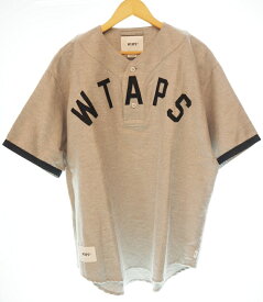 【中古】ダブルタップス W)taps WTAPS コットンフランネル ショートスリーブ ベースボールシャツ LEAGUE / SS / COTTON. FLANNEL GRAY サイズ02 221TQDT-SHM06 半袖シャツ 刺繍 グレー 101MT-844