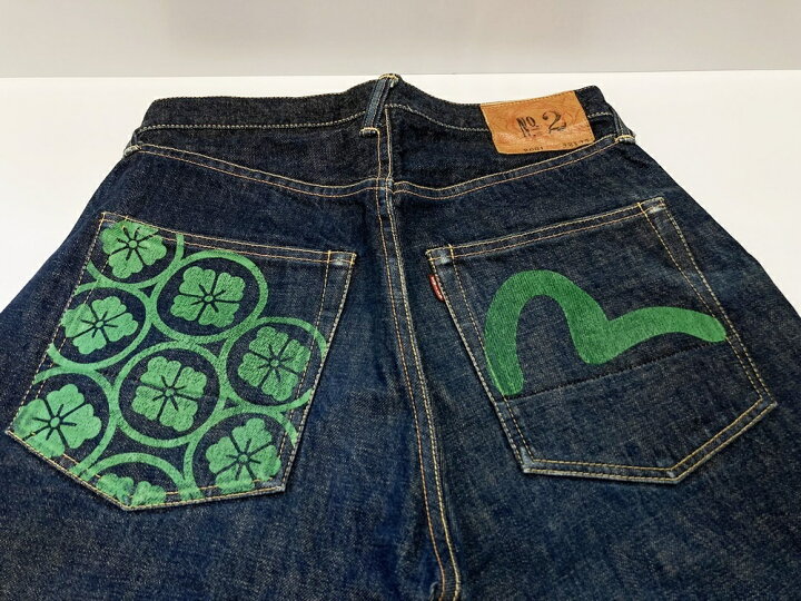 楽天市場】【中古】エヴィス EVISU No2 NO2 緑カモメ 家紋 ペイント  
