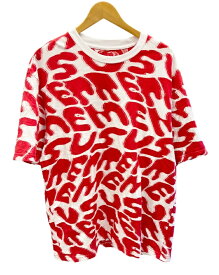 【中古】シュプリーム SUPREME Stacked Intarsia S/S Top 23SS スタックインターシャ 半袖 ロゴ 赤 Tシャツ 総柄 レッド Lサイズ 101MT-1783