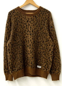 【中古】ワコマリア WACKO MARIA レオパード モヘア セーター ロゴ ブラウン Mサイズ 201MT-1795