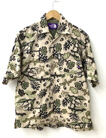 【中古】ノースフェイス THE NORTH FACE PURPLE LABEL ボタニカルプリント ハーフスリーブシャツ NT3217N 半袖シャツ 総柄 ベージュ XSサイズ 201MT-1796