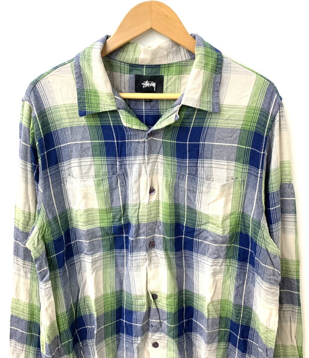 楽天市場】【中古】ステューシー STUSSY RAYON PLAID LS SHIRT 長袖 