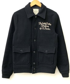 【中古】ワコマリア WACKO MARIA ワークジャケット ウールミックス ジャケット ロゴ ブラック Sサイズ 201MT-1807