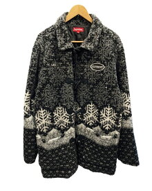 【中古】シュプリーム SUPREME Snowflake Toggle Fleece Jacket Black 18FW 18AW ノルディック柄 トグルボタン アウター 黒 XL コート 総柄 ブラック LLサイズ 101MT-1847
