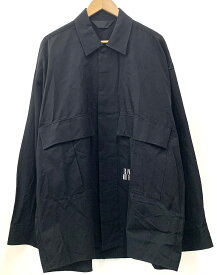 【中古】エッセイ ESSAY OVERSIZED OPEN COLLAR SHIRT オーバーサイズ 長袖シャツ ロゴ ブラック Sサイズ 201MT-1870