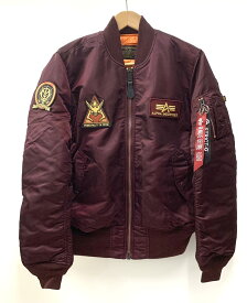 【中古】アルファインダストリーズ ALPHA INDUSTRIES MA-1 ジオン軍 赤い彗星 シャアモデル ガンダム 数量限定 615-37801 ジャケット ロゴ ワインレッド Mサイズ 201MT-1925