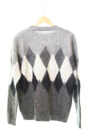 【中古】ユニフォームエクスペリメント uniform experiment 2020AW Argyle Mohair Crewneck Knit アーガイル モヘア ニット セーター UE-202072 3 セーター ワンポイント グレー 103MT-17