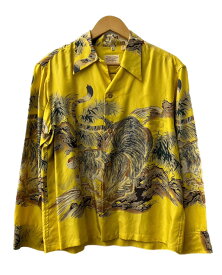 【中古】サンサーフ SUN SURF SPECIAL EDITION ALOHA SHIRT 長袖アロハシャツ・笹虎 SS22020 長袖シャツ 総柄 イエロー Sサイズ 201MT-2130