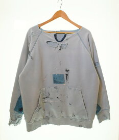 【中古】ジャクソンマティス JACKSON MATISSE 21AW BORO sweatshirt ダメージ加工 グランジ JM21AW044 スウェット 総柄 ブルー Lサイズ 103MT-72