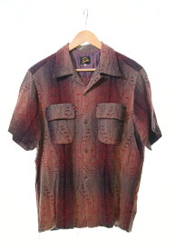 【中古】ニードルズ Needles CLASSIC SHIRT 半袖シャツ 赤 KP100 半袖シャツ 総柄 レッド Lサイズ 103MT-124