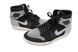 【中古】ジョーダン JORDAN NIKE AIR JORDAN 1 RETRO HI FLYKNIT ナイキ エアジョーダン 1 レトロ ハイ フライニット 黒 919704-003 メンズ靴 スニーカー グレー 27cm 101-shoes1458