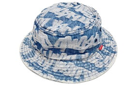 【中古】シュプリーム SUPREME Fat Tip Jacquard Denim Crusher Blue ファットティップ ジャカードデニムクラッシャーハット 22SS 帽子 メンズ帽子 その他 総柄 ブルー 101hat-77