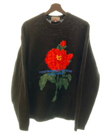 【中古】 シュプリーム SUPREME 20AW Yohji Yamamoto ヨウジヤマモト Sweater 牡丹 ロゴ ニット 黒 セーター ロゴ ブラック Mサイズ 104MT-26