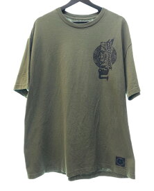 【中古】 エムアンドエム M&M CUSTOM PERFORMANCE MASSES T-SHIRT SAW バックプリント 死神 グラフィック 緑 Tシャツ プリント カーキ LLサイズ 104MT-70