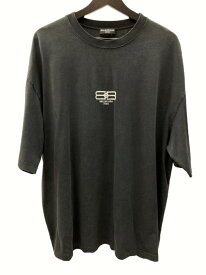 【中古】 バレンシアガ BALENCIAGA BB Logo T-shirt ロゴ Tシャツ Washed Black ウォッシュド ブラック 黒 612966 TMVG7 9034 XL Tシャツ 刺繍 ブラック 104MT-218