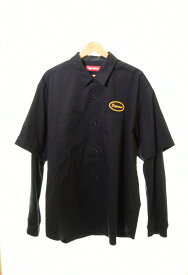 【中古】シュプリーム SUPREME 23AW Thermal Sleeve Work Shirt サーマルスリーブワークシャツ 黒 長袖シャツ ブラック LLサイズ 103MT-739
