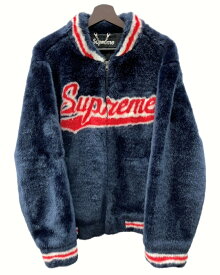 【中古】 シュプリーム SUPREME 20SS Faux Fur Varsity Jacket フェイク ファー バーシティ ジャケット ベースボール スタジャン 紺 ジャケット ロゴ ネイビー Lサイズ 104MT-562