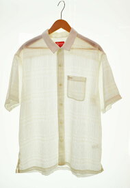 【中古】シュプリーム SUPREME 23SS Mesh Stripe S／S Shirt 半袖メッシュシャツ 白 半袖シャツ ホワイト Lサイズ 103MT-1224