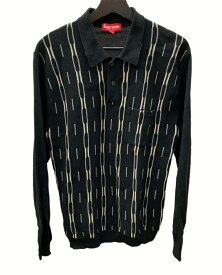 【中古】 シュプリーム SUPREME Vertical Stripe Knit L/S Polo ニット ロングスリーブ ポロ BLACK 黒 セーター ストライプ ブラック Mサイズ 104MT-748