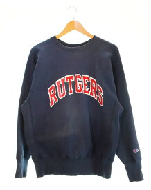 【中古】チャンピオン Champion 90s 90's 刺繍タグ REVERSE WEAVE リバースウィーブ USA製 RUTGERS ラトガース カレッジプリント スウェット ネイビー Lサイズ 103MT-1752