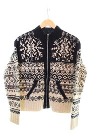 【中古】フォーティーファイブアールピーエム 45rpm ノルディック柄 ウール カーディガン ニット セーター 黒 セーター ブラック 103LT-71