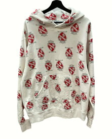 【中古】 セントマイケル SAINT MICHAEL 21SS Heart Print Hoodie ハート プリント フーディ パーカー ダメージ加工 vintage加工 白 SM-S21-0000-028 パーカ 総柄 ホワイト Lサイズ 104MT-1116