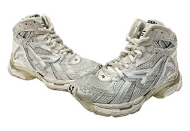 【中古】 バレンシアガ BALENCIAGA Runner High ランナー ハイカット ダッド シューズ カットオフ ランニング 白 695764 メンズ靴 スニーカー ホワイト 27.5cm 104S-710