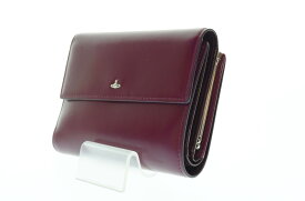 【中古】ヴィヴィアンウエストウッド Vivienne Westwood がま口 三つ折り財布 ウォレット シルバー金具 ボルドー 赤系 財布・ケース レディース財布 レッド 103SA-21