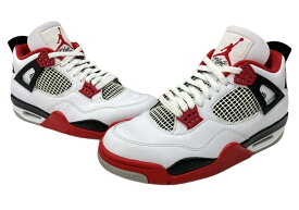 【中古】 ナイキ NIKE 20年製 AIR JORDAN 4 RETRO FIRE RED エア ジョーダン レトロ ファイヤー レッド AJ4 スウッシュロゴ 白 赤 黒 DC7770-160 メンズ靴 スニーカー ホワイト 27.5cm 104S-843