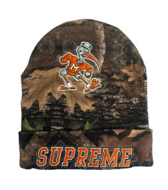 【中古】シュプリーム SUPREME x Mitchell & Ness NCAA Beanie ミッチェルアンドネス ビーニー ツリーカモ 帽子 メンズ帽子 ニット帽 ブラウン 101hat-144