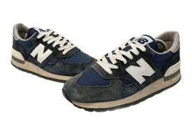 【中古】 ニューバランス new balance 22年製 M990 NV1 Vibram ソール ランニング USA製 ローカット シューズ 紺 M990NV1 メンズ靴 スニーカー ネイビー 27cm 104S-956