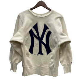 【中古】チャンピオン Champion 90's USA製 YANKEES 両面プリント スウェット ホワイト Mサイズ 201MT-4651 VB