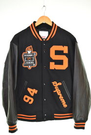 【中古】シュプリーム SUPREME Team Varsity Jacket チーム バーシティ ジャケット スタジャン スタジアム ジャンパー ジャケット ブラック Mサイズ 103MT-3333