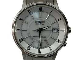 【中古】 シチズン CITIZEN Eco-Drive エコ ドライブ 5気圧防水 ソーラー 腕時計 ウォッチ 銀 H415-S054541 メンズ腕時計シルバー 104T-38