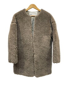 【中古】ティッカ TICCA ウールファーノーカラーコート TBBA-032 ジャケット ブラウン フリーサイズ 601LT-29