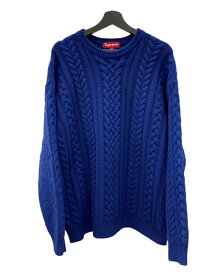 【中古】 シュプリーム SUPREME 23FW Appliqué Cable Knit Sweater アップリケ ケーブルニット セーター 厚手 青 セーター ロゴ ブルー XLサイズ 104MT-2445