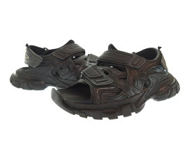 【中古】バレンシアガ BALENCIAGA Track Sandal トラックレザーサンダル 617542 メンズ靴 サンダル スポーツサンダル ブラック 26.5cm 103S-1373