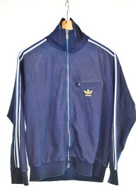 【中古】アディダス adidas 70’s 70年代 VINTAGE ヴィンテージ トレフォイルロゴ トラックジャケット ジャージ ネイビー 103MT-3744