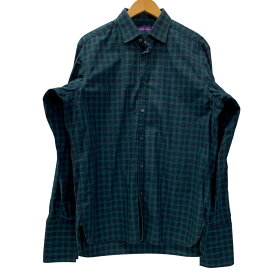 【中古】ラルフローレン RALPH LAUREN パープルレーベル イタリア製 チェックシャツ 長袖シャツ グリーン 16サイズ 201MT-5067