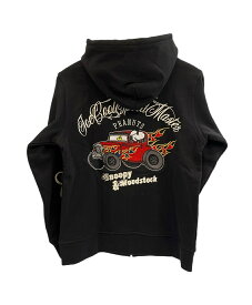 【中古】フラグスタフ F-LAGSTUF-F FLAGSTUFF PEANUT SNOOPY JOE COOL ピーナッツ スヌーピー ジョークール 車 ジップアップパーカー フーディ 黒 パーカ ブラック Lサイズ 101MT-5622