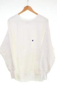 【中古】チャンピオン Champion 90s USA製 REVERSE WEAVE リバースウィーブ 目あり 刺繍タグ スウェット スウェット ホワイト Lサイズ 103MT-3780