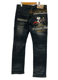 【中古】フラグスタフ F-LAGSTUF-F FLAGSTUFF PEANUT SNOOPY JOE COOL ピーナッツ スヌーピー ジョークール バイク 刺繍 デニムパンツ ジーンズ 492201 デニム ネイビー 32インチ 101MB-852