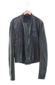 【中古】メゾン マルタン マルジェラ MAISON MARTIN MARGIELA 11SS ここのえ期 八の字シングルライダースジャケット ホースハイド 希少サイズ S50AM0138 50 ジャケット ブラック 103MT-4006