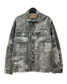 【中古】 ターク TAAKK 24SS 2ND TYPE DENIM JACKET デニム ジャケット ボタンアップ Gジャン 退廃美 加工 アウター 灰 TA24SS-JK155/1 サイズ2 ジャケット 総柄 グレー 104MT-2776