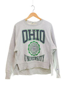 【中古】チャンピオン Champion 80s トリコタグ Reverse Weave OHIO UNIVERSITY 3段プリント リバースウィーブ オハイオ リメイク スウェット グレー Lサイズ 103MT-4099