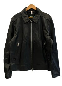【中古】ボス BOSS HUGO BOSS ヒューゴボス 羊革 ラムレザー Leather Jacket レザージャケット 黒 6001940 50 ジャケット ブラック 101MT-6128