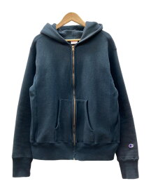 【中古】 チャンピオン Champion REVERSE WEAVE リバースウィーブ USA製 単色タグ 単タグ 復刻 ジップアップ 紺 パーカ 無地 ネイビー XLサイズ 104MT-3027