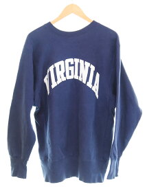 【中古】チャンピオン Champion 80s Vintage Reverse Weave Sweat ヴィンテージ リバース ウィーブ スウェット VIRGINIA バージニア プリント アーチ ロゴ スウェット ネイビー Lサイズ 103MT-4380
