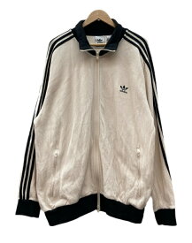 【中古】 アディダス adidas Classics Waffle Beckenbauer Track Jacket クラシック ワッフル ベッケンバウアー トラックジャケット ダブルジップ アイボリー 白 HR3307 ジャージ ロゴ ホワイト 3XLサイズ 104MT-3100