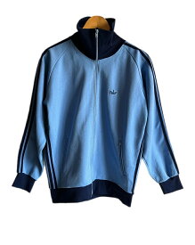 【中古】アディダス adidas ヴィンテージ Vintage トラックジャケット デサント 水色×ネイビー ライン ロゴ ATS-07P JASPOO 84 ジャージ ブルー 101MT-6312